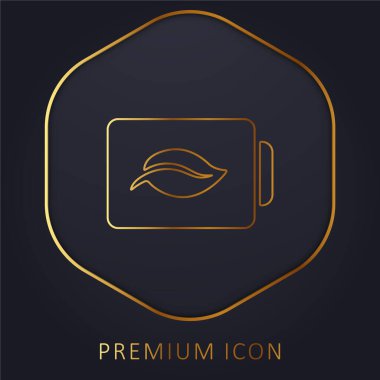 Pil Durumu Sembolü Bir Yaprak altın çizgi premium logosu veya simgesi