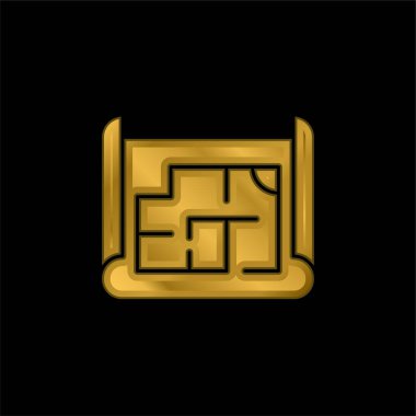 Mimari altın kaplama metalik simge veya logo vektörü