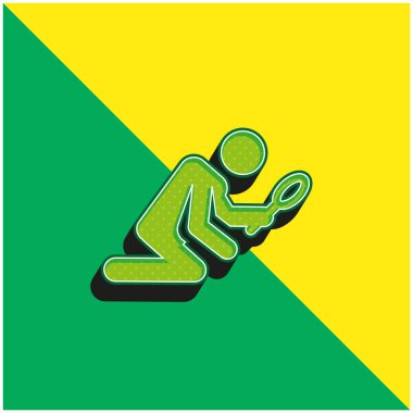 Arkeolog Yeşil ve Sarı 3D modern vektör simgesi logosu