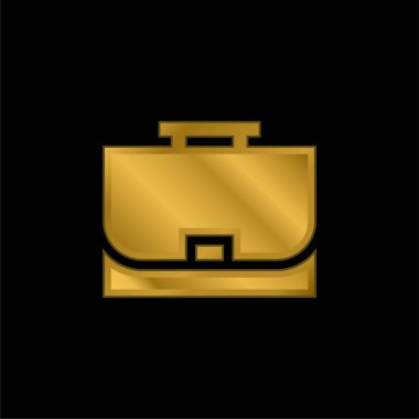 Evrak çantası altın kaplama metalik simge veya logo vektörü