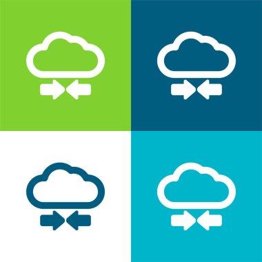 Arrows And Cloud Flat four color minimal icon set clipart