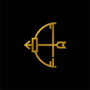 Okçuluk altın kaplama metalik simge veya logo vektörü