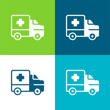 Ambulans Düz Renk en az simge seti