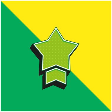 Rozet Yeşil ve Sarı Modern 3D vektör simgesi logosu