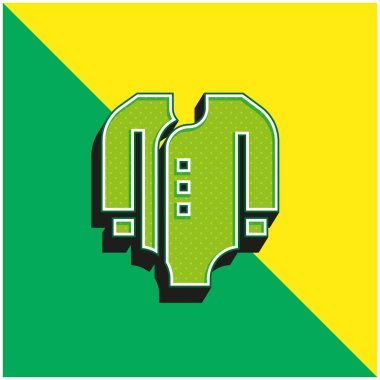 Vücut giysisi Yeşil ve sarı modern 3D vektör simgesi logosu