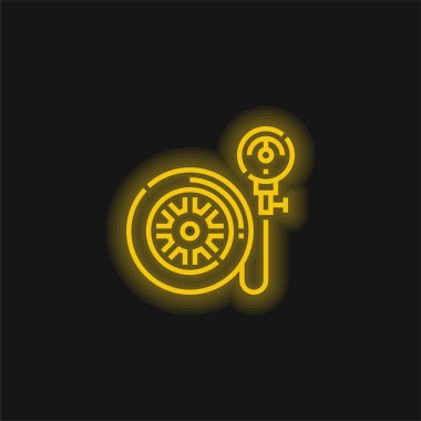 Hava pompası sarı parlayan neon simgesi