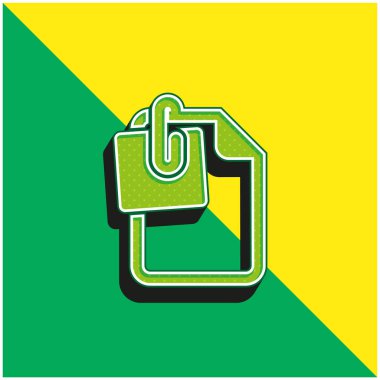 Dosya Yeşil ve Sarı 3D vektör simgesine ekleme