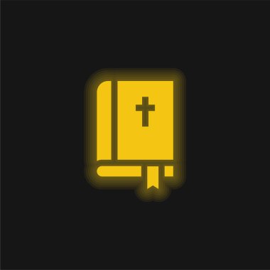 Bible yellow glowing neon icon clipart
