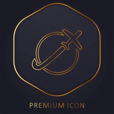 Dünya 'da Seyahat Eden Uçak Altın Hat prim logosu veya simgesi