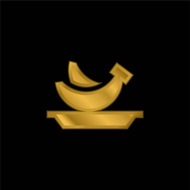 Muz altın kaplama metalik simge veya logo vektörü