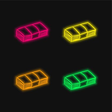 Parlayan dört renk neon vektör simgesi