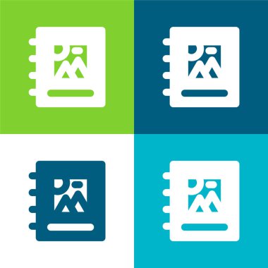 Albüm Düz 4 renk minimal simgesi seti