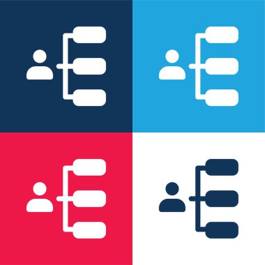 Boss blue and red four color minimal icon set clipart