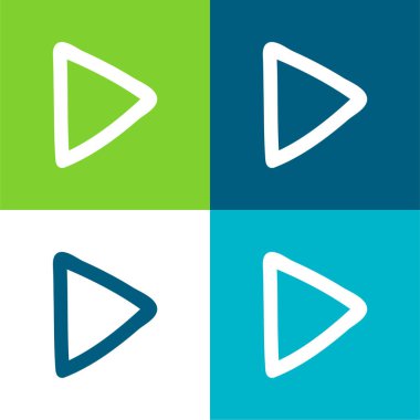 Ok Noktası El Çizimi Sağ Yönü Gösteren Düz Düz Düz 4 renk simgesi seti