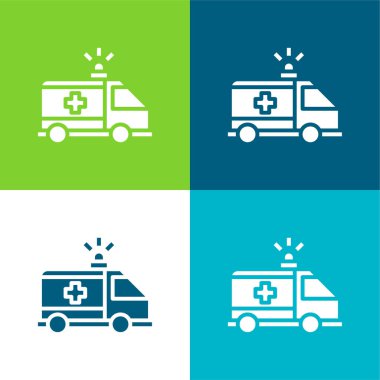 Ambulans Düz Renk en az simge seti