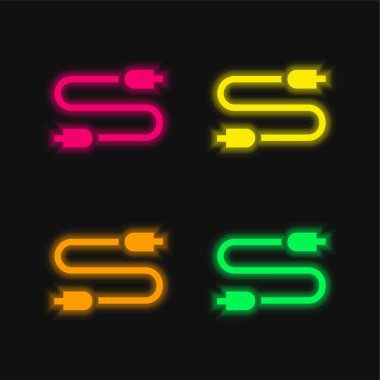 Ses Jack dört renk parlayan neon vektör simgesi