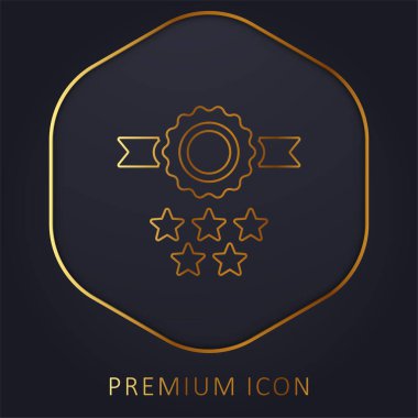 Rozet altın çizgi prim logosu veya simgesi
