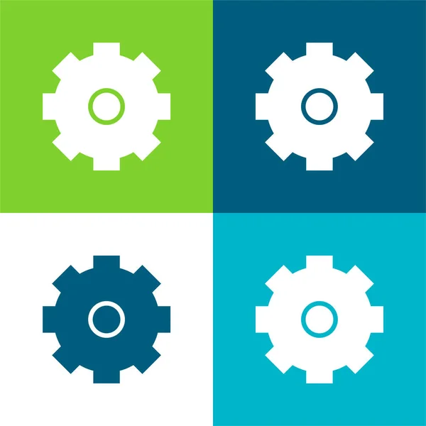 Conjunto Iconos Mínimo Cuatro Colores Big Cogwheel Flat — Vector de stock