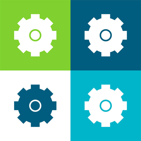 Big Cogwheel Flat four color minimal icon set