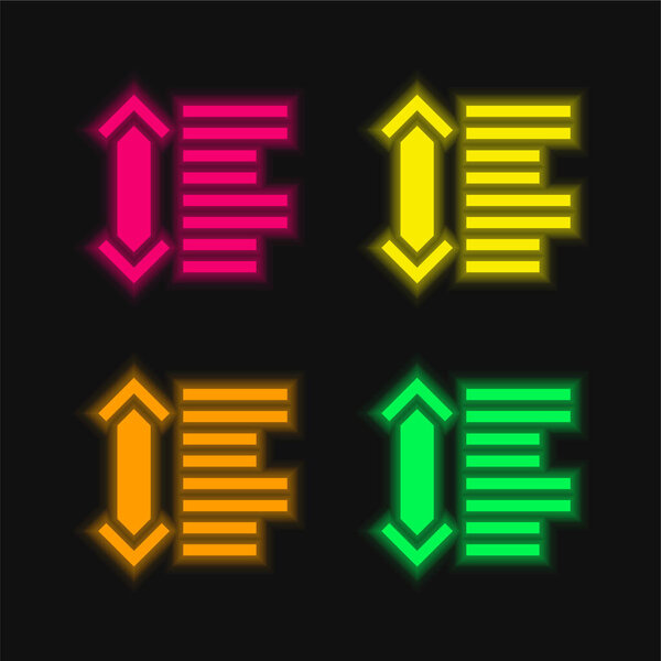 Between four color glowing neon vector icon