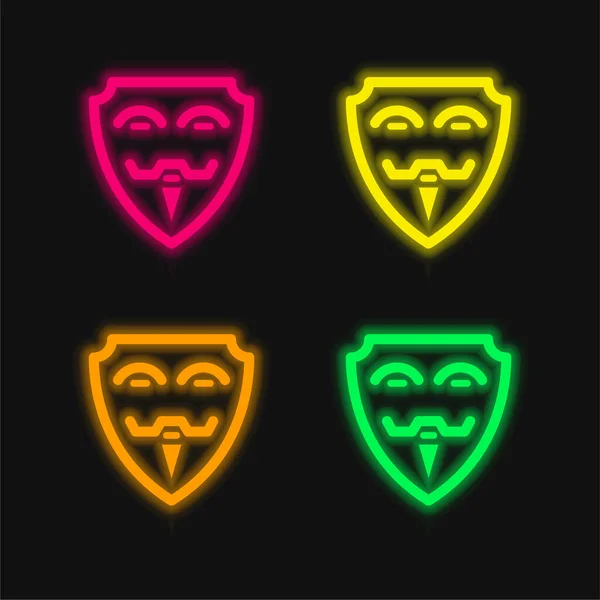 Anónimo Cuatro Colores Brillante Icono Vectores Neón — Vector de stock