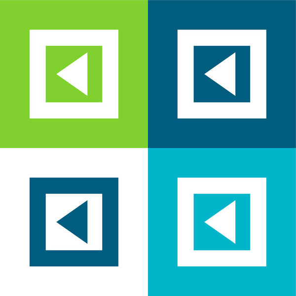 Back Arrow Triangle In Gross Square Button Flat four color minimal icon set