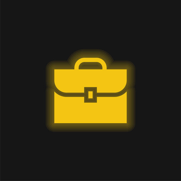 Maletín Amarillo Brillante Icono Neón — Vector de stock