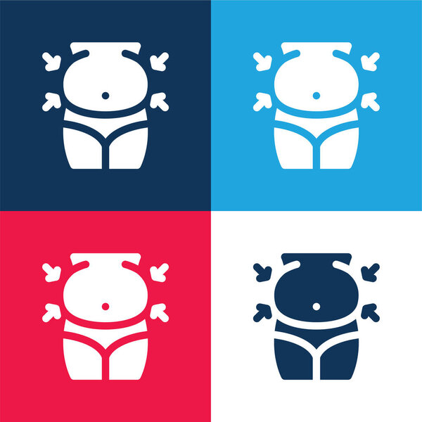 Belly blue and red four color minimal icon set