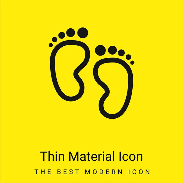 Baby Footprints Icona Minimale Materiale Giallo Brillante — Vettoriale Stock