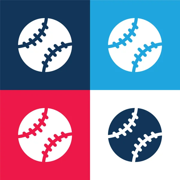 野球青と赤の4色の最小アイコンセット — ストックベクタ