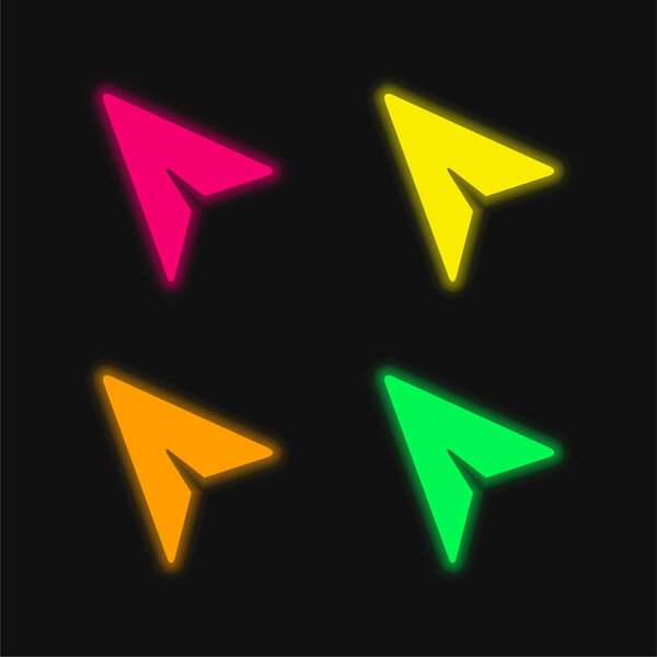 Черная мышь Указатель 4 цвета светящийся неоновый вектор значок