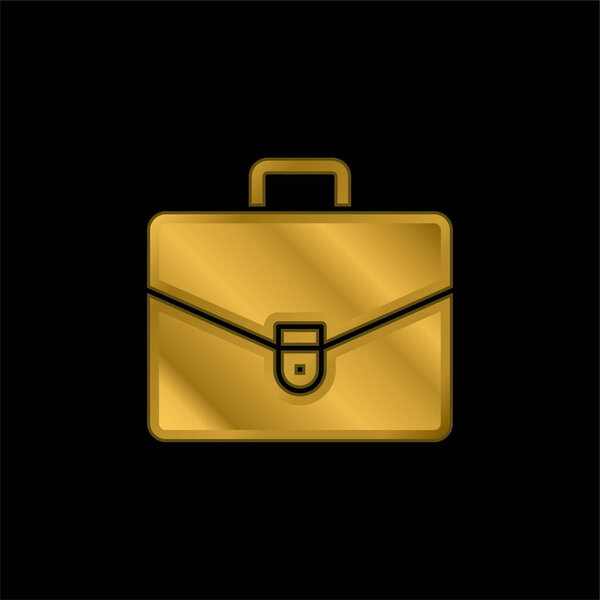 Briefcase gold plated metalic icon or logo vector