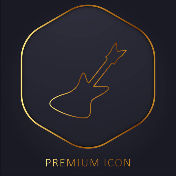Bajo Guitarra Línea Dorada Logotipo  Icono — Vector de stock