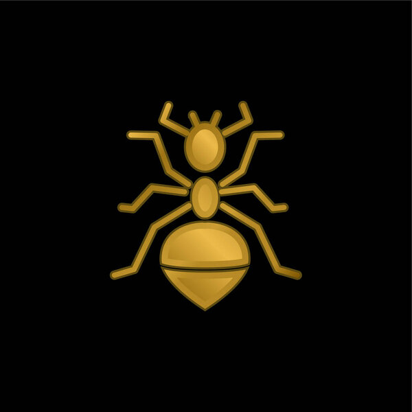 Ant gold plated metalic icon or logo vector