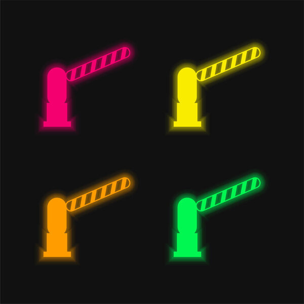 Barrier Open four color glowing neon vector icon