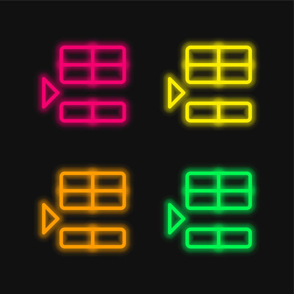 Below four color glowing neon vector icon