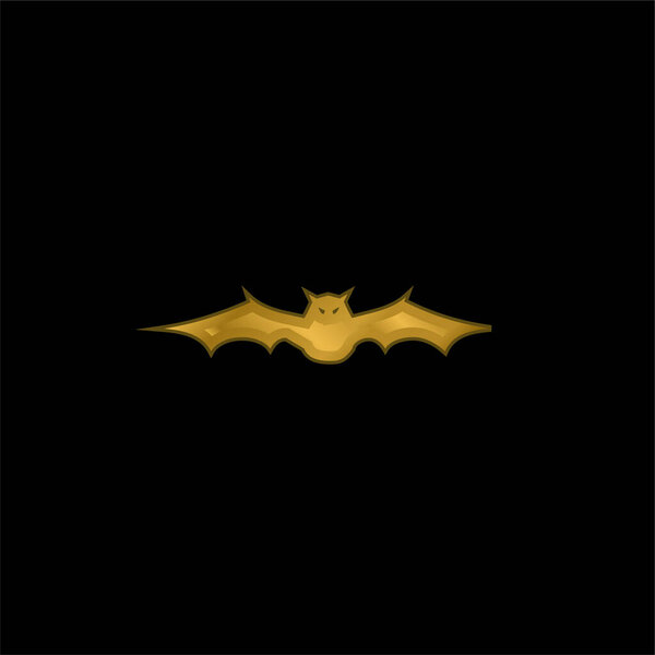 Bat With Extended Wings In Frontal View gold plated metalic icon or logo vector