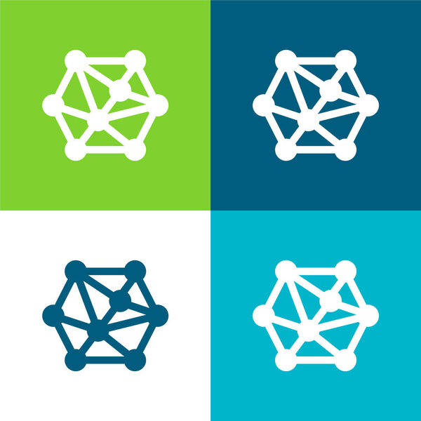 3d моделирование плоские четыре цвета минимальный набор значков