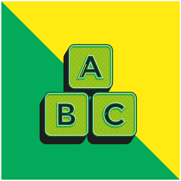 Alphabet Green and yellow modern 3d vector icon logo