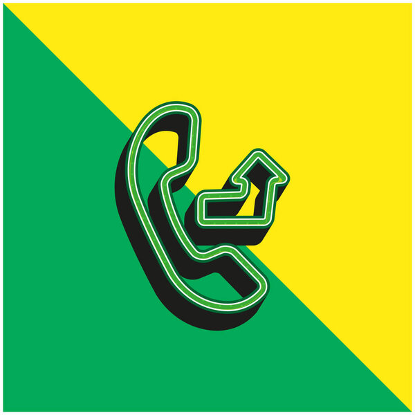 Auricular With An Outgoing Arrow Sign Green and yellow modern 3d vector icon logo
