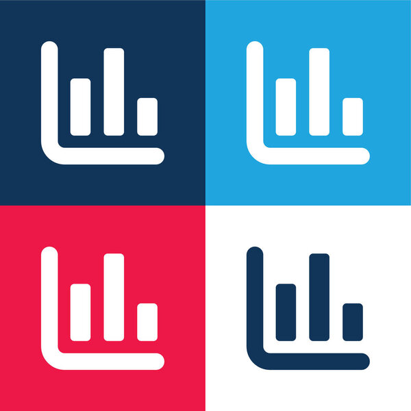 Bar Stat blue and red four color minimal icon set