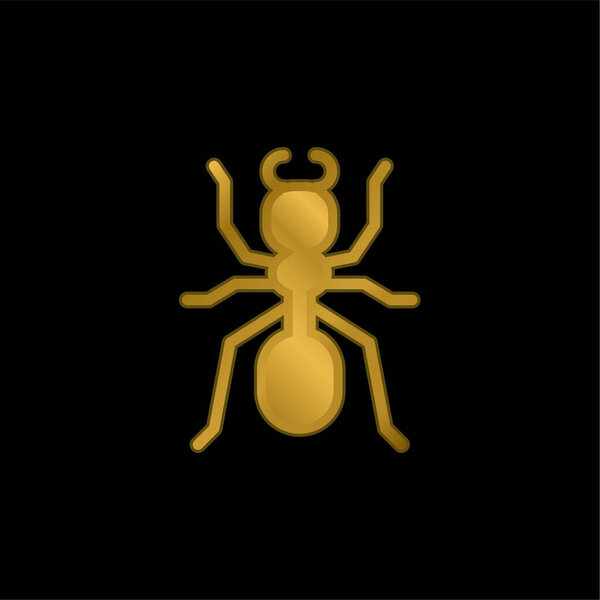 Ant gold plated metalic icon or logo vector
