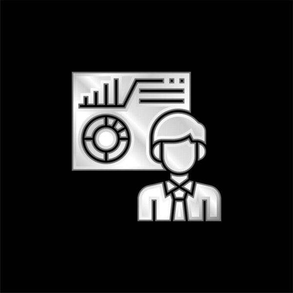 Analysing silver plated metallic icon