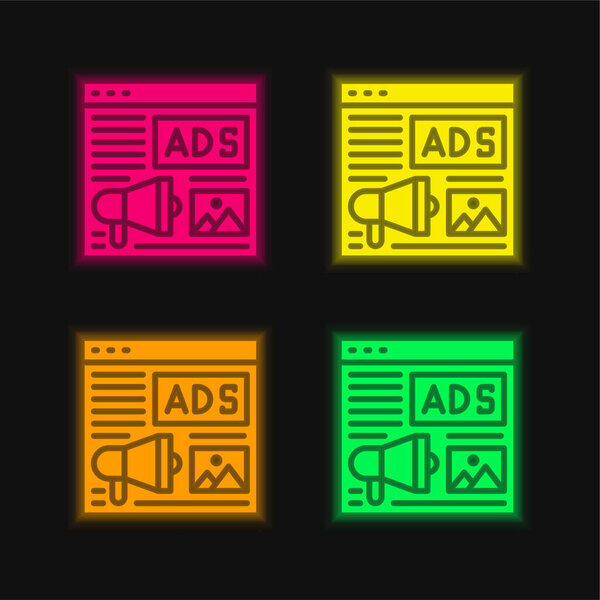 Advertising four color glowing neon vector icon