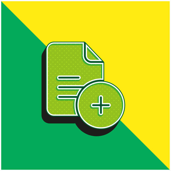 Добавить File Green и желтый современный 3d векторный логотип