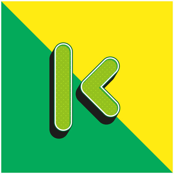 Кнопка со стрелкой, чтобы начать зеленый и желтый современный 3d векторный логотип