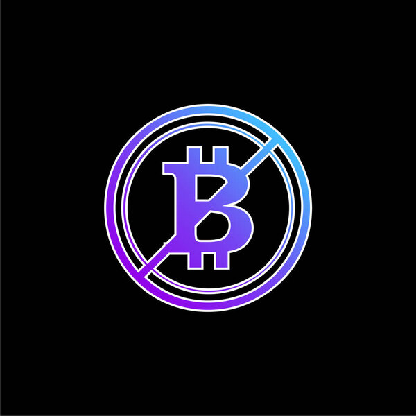 Bitcoin Not Accepted Symbol With A Slash blue gradient vector icon