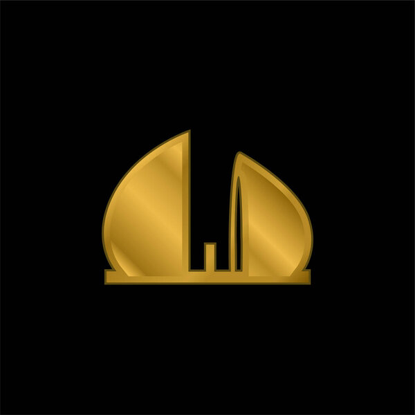 Al Shaheed Monument Of Iraq gold plated metalic icon or logo vector
