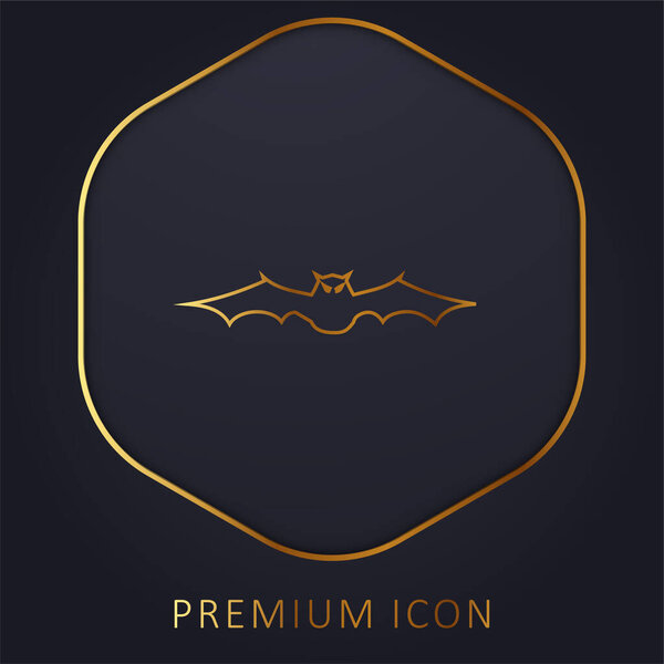 Bat With Extended Wings In Frontal View golden line premium logo or icon