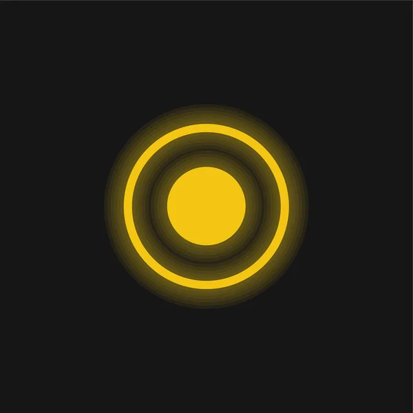 stock vector Atom Circular Symbol Of Circles yellow glowing neon icon